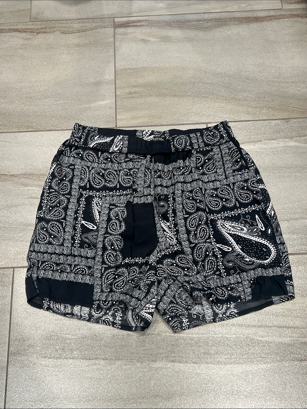 Just Female Black & White Paisley Athletic Shorts
